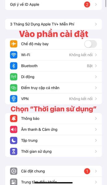 Truy cập mục “Thời gian sử dụng”