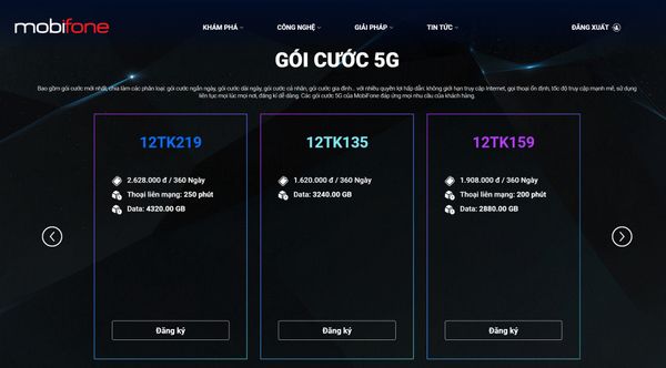 Đăng Ký 5G MobiFone Qua Website