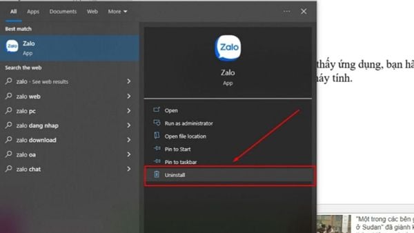 Cách gỡ cài đặt Zalo trên máy tính Windows đơn giản và triệt để nhất