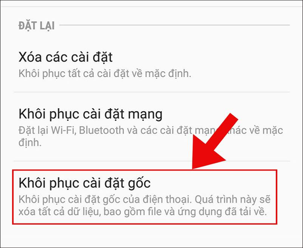 Khôi Phục Cài Đặt Gốc
