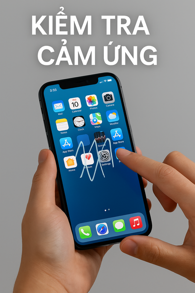 Kiểm tra cảm ứng iPhone cũ tại Thái Bình bằng thao tác vuốt và vẽ để phát hiện lỗi liệt hoặc chập chờn màn hình