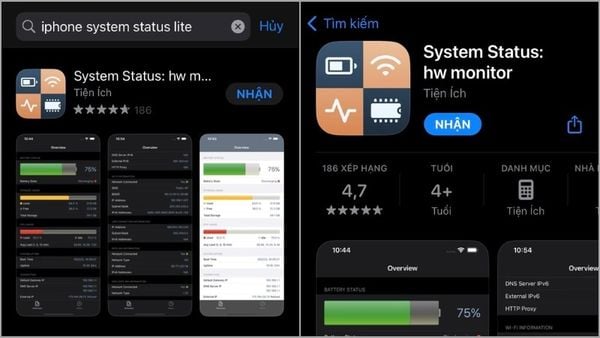 iPhone System Status Lite được thiết kế riêng cho iPhone