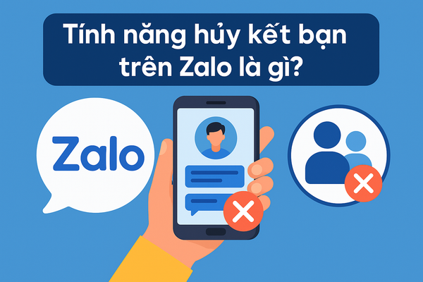 Hình minh họa tính năng hủy kết bạn trên Zalo – biểu tượng Zalo và người dùng xóa bạn khỏi danh sách liên hệ.