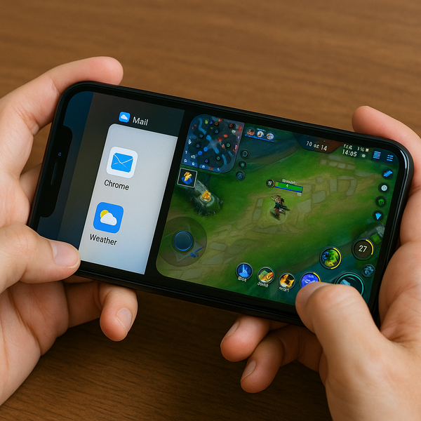 iPhone đang chơi game với các ứng dụng nền đang mở song song trên màn hình
