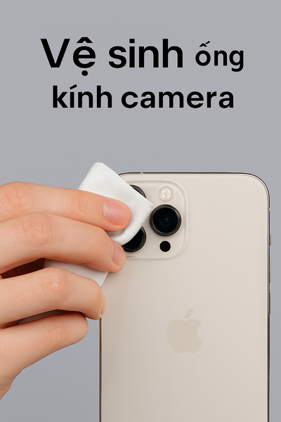 Vệ sinh ống kính camera iPhone bằng khăn mềm để cải thiện chất lượng ảnh