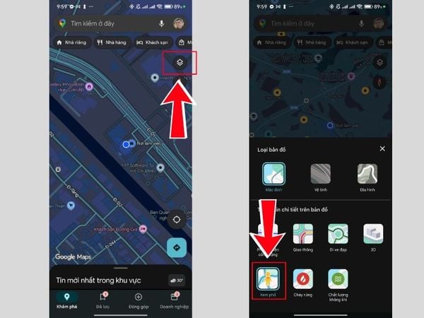 chế độ xem phố Google Maps trên điện thoại