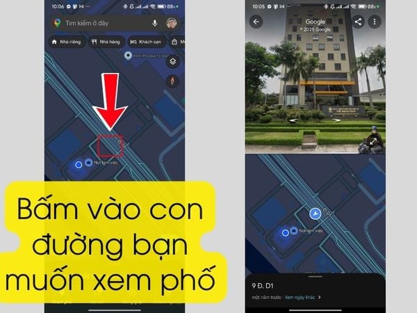 chế độ xem phố Google Maps trên điện thoại