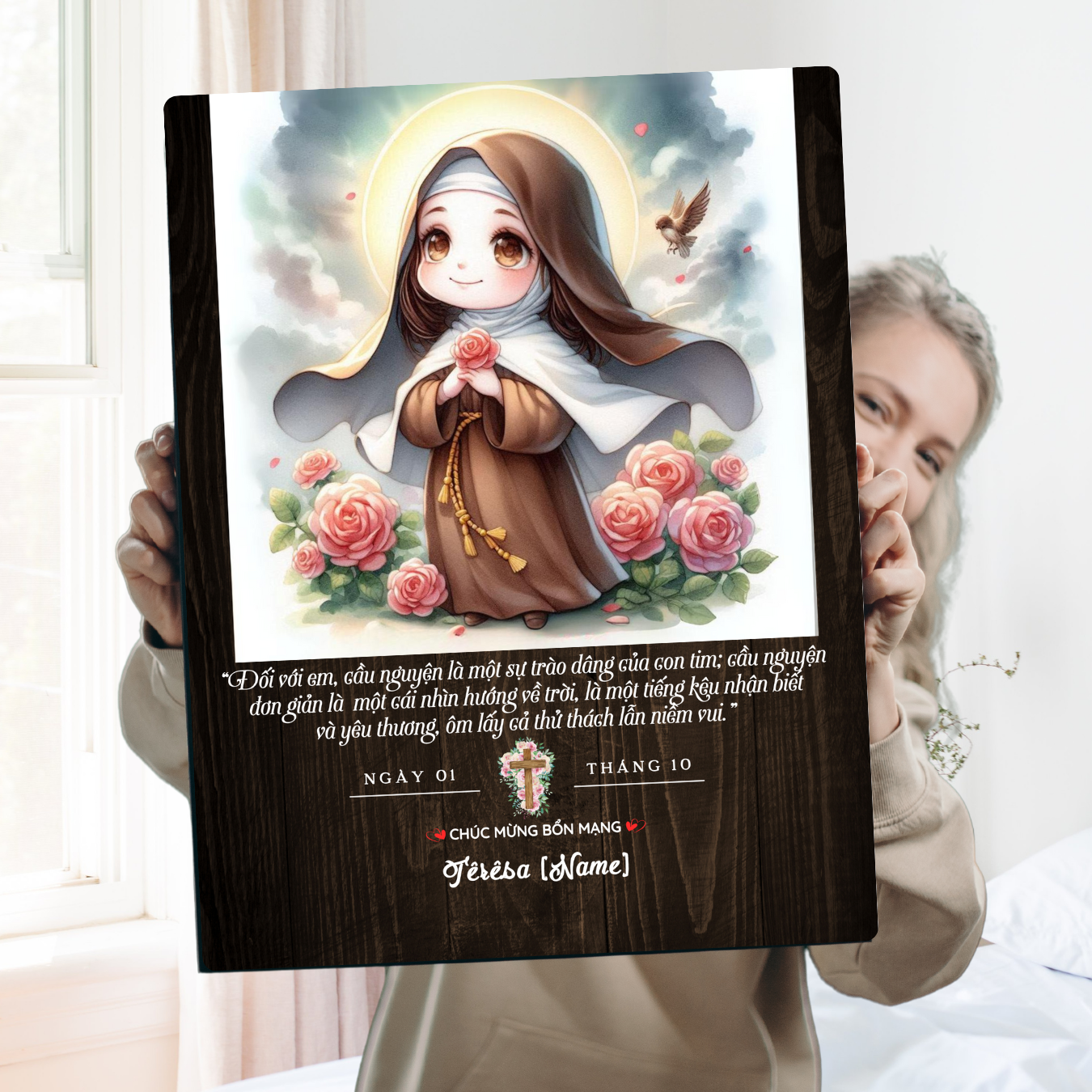 Bộ Tranh Thánh Têrêsa Hài Đồng Giêsu Phong Cách Chibi – Quà Tặng Dễ Thương Cho Ngày Bổn Mạng