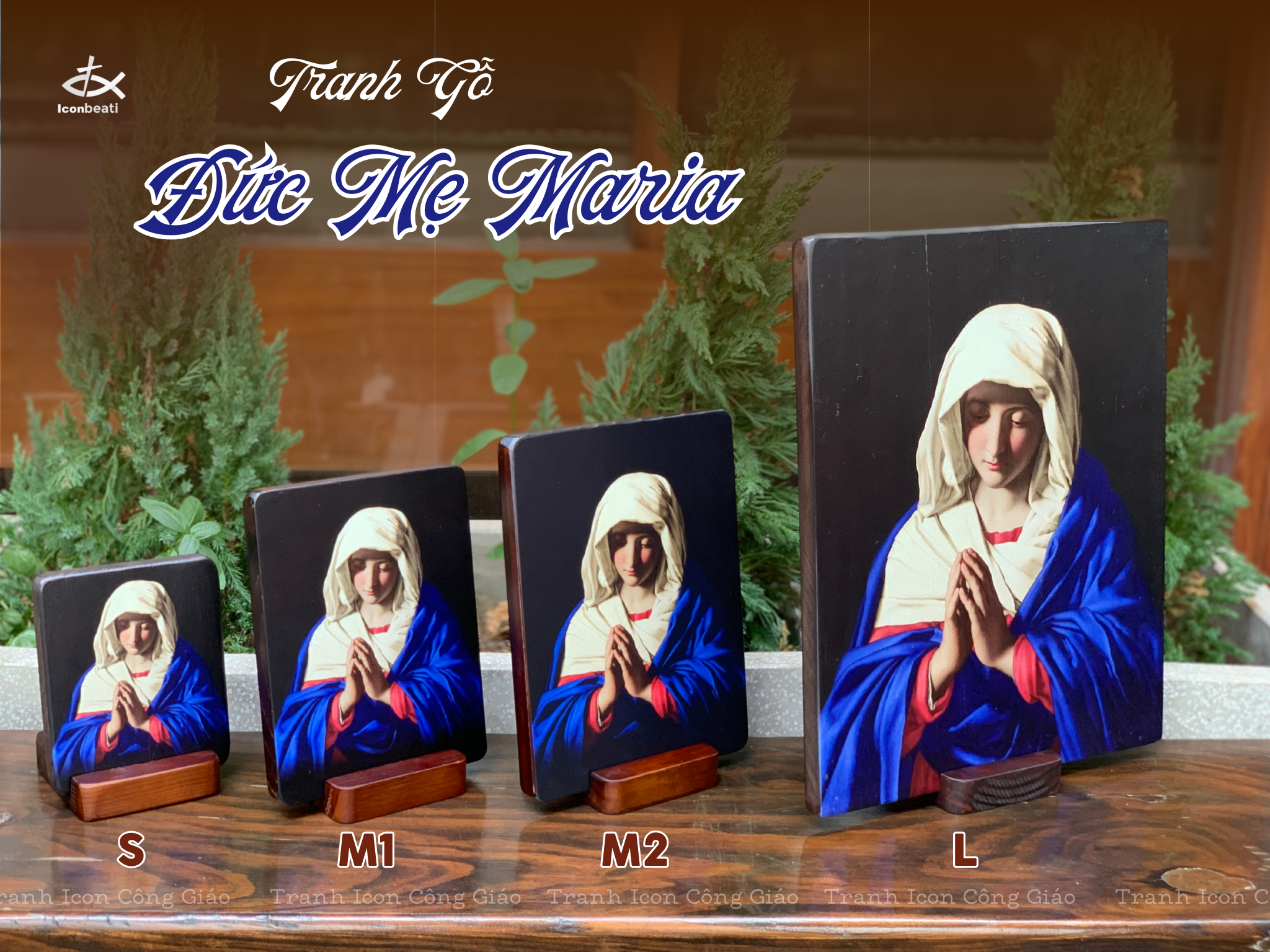 Tranh Gỗ Đức Mẹ Cầu Nguyện –  Quà Tặng Công Giáo Tinh Tế, Mộc Mạc và Sang Trọng