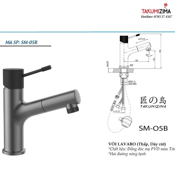 Thông số kỹ thuật vòi lavabo SM-05B