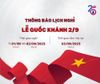 THÔNG BÁO LỊCH NGHỈ LỄ QUỐC KHÁNH 2/9