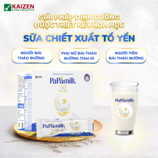Sữa cho người tiểu đường PaPamilk Diasure chứa Tổ Yến - Hộp 24 gói (Gói 32gr)