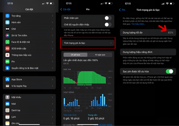 kiểm tra iphone bị thay pin
