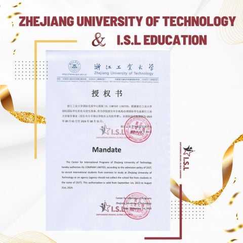 HỢP TÁC CHÍNH THỨC GIỮA I.S.L EDUCATION VÀ ZHEJIANG UNIVERSITY OF TECHNOLOGY