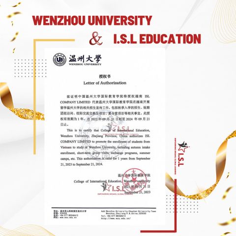 HỢP TÁC CHÍNH THỨC GIỮA I.S.L EDUCATION VÀ WENZHOU UNIVERSITY