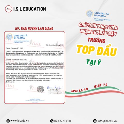 THÁI HUỲNH LÂM GIANG - HÀNH TRÌNH CHINH PHỤC GIẤC MƠ DU HỌC Ý