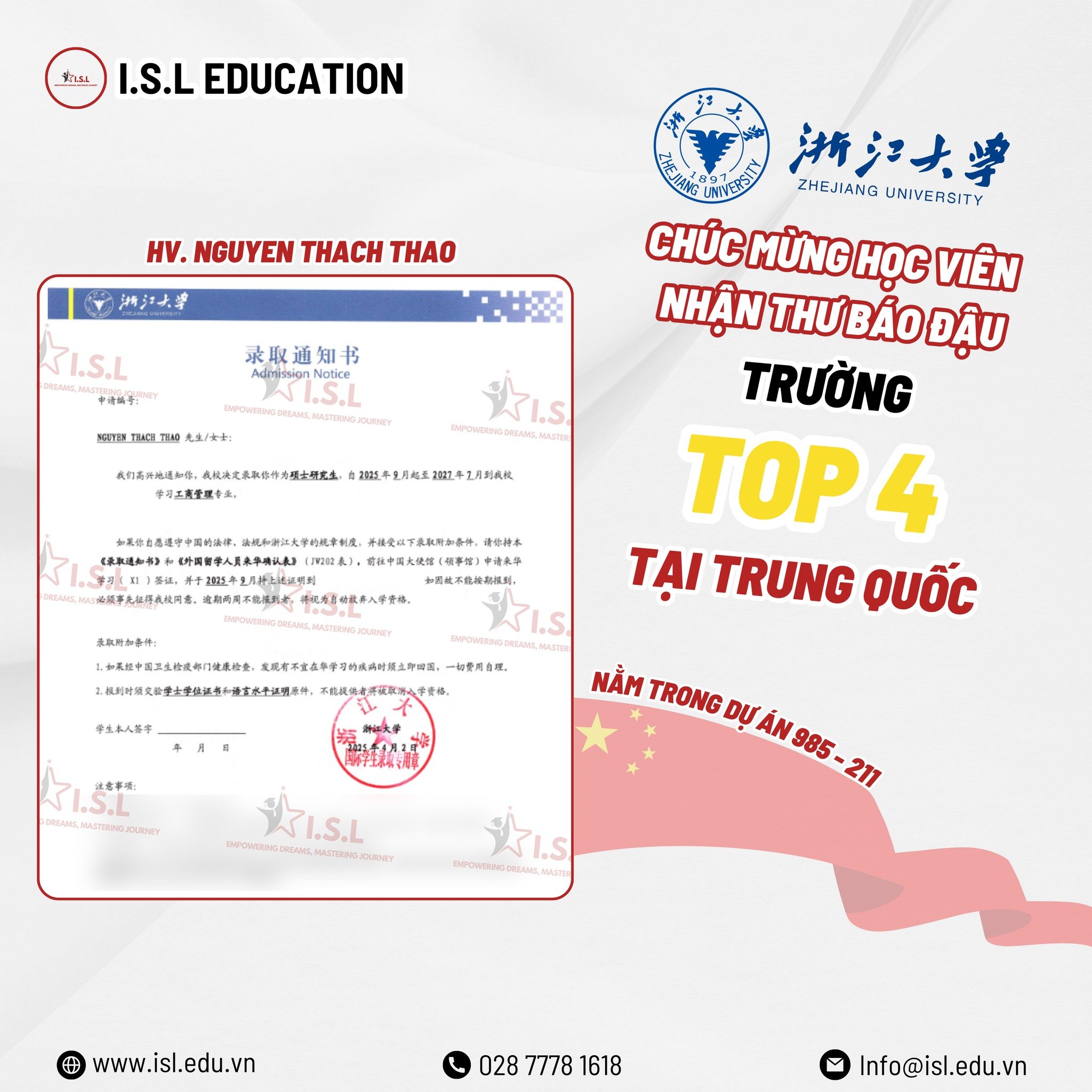 Chinh phục học bổng Trung Quốc cùng ISL Education