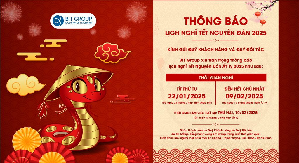 📢 THÔNG BÁO LỊCH NGHỈ TẾT NGUYÊN ĐÁN 2025 🧧