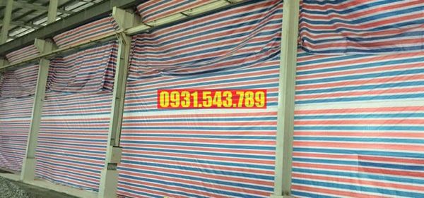 Bạt sọc 3 màu khổ 4mx50m - Bạt sọc 3 màu giá rẻ. Lh 0931.543.789