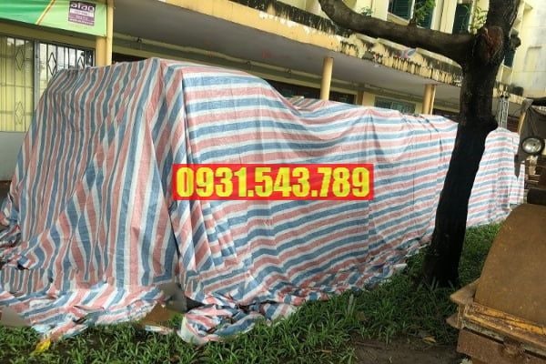 Bạt sọc 3 màu khổ 4mx50m - Bạt sọc 3 màu giá rẻ. Lh 0931.543.789