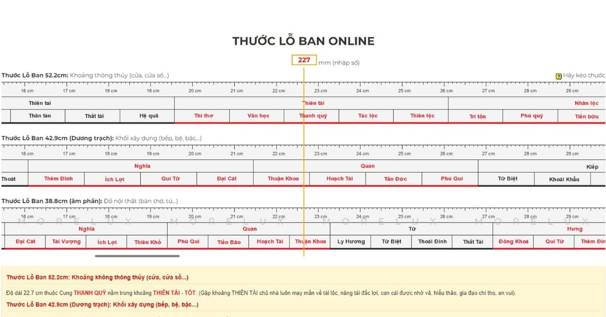Các loại thước lỗ ban phân theo ứng dụng