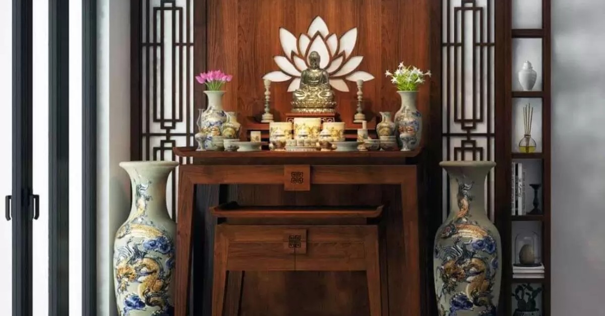 Những gợi ý để tạo điểm nhấn cho bàn thờ trong phòng khách