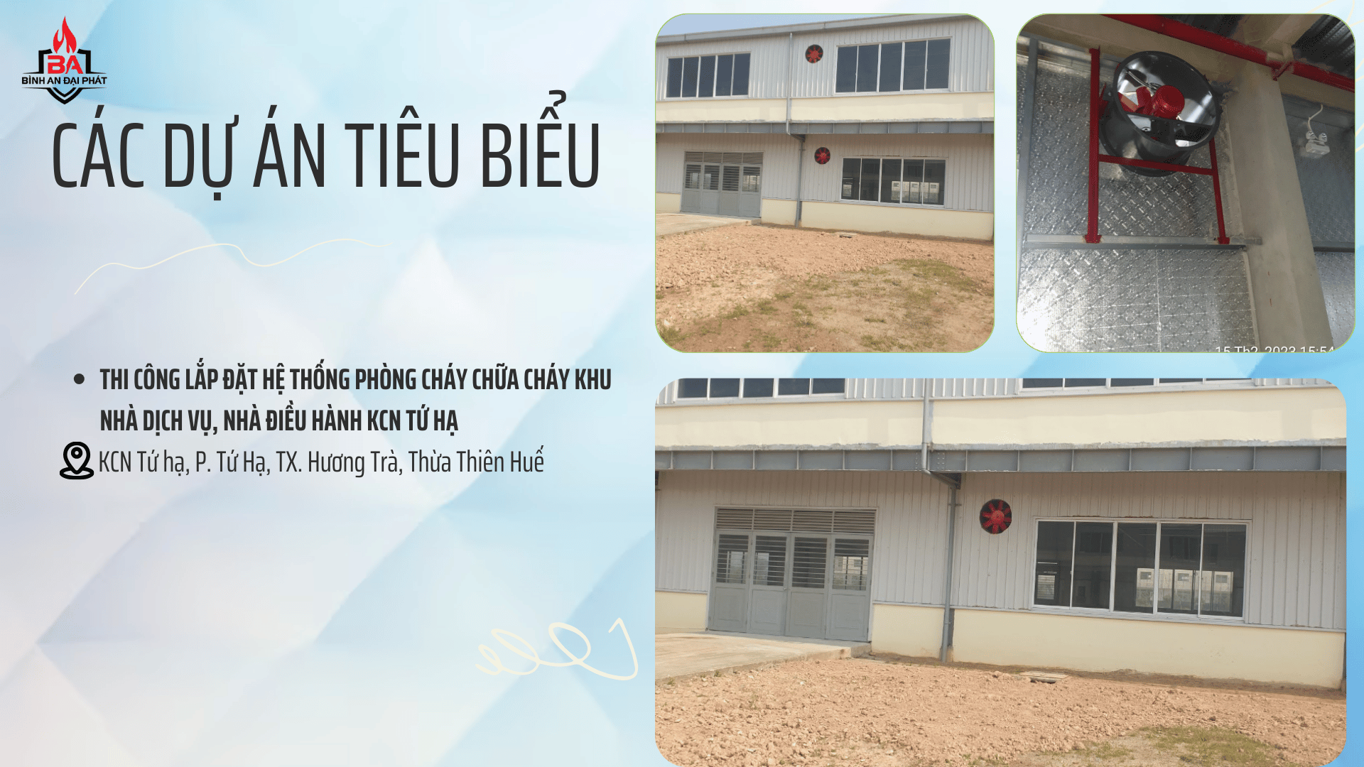 Dự án thi Công lắp đặt hệ thống PCCC khu nhà dịch vụ, nhà điều hành KCN Tứ Hạ.