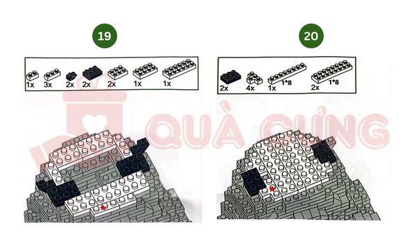 Giấy hướng dẫn lắp lego gấu trúc Cầm hoa