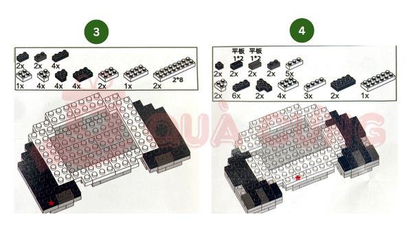 Giấy hướng dẫn lắp lego gấu trúc Cầm hoa