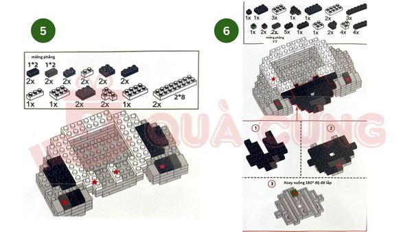 Giấy hướng dẫn lắp lego gấu trúc Cầm hoa