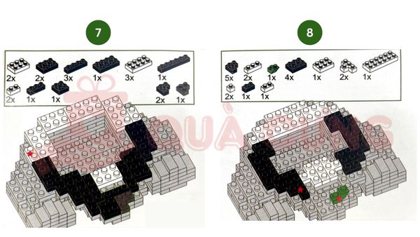 Giấy hướng dẫn lắp lego gấu trúc Cầm hoa