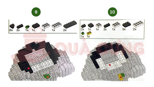 Giấy hướng dẫn lắp lego gấu trúc Cầm hoa