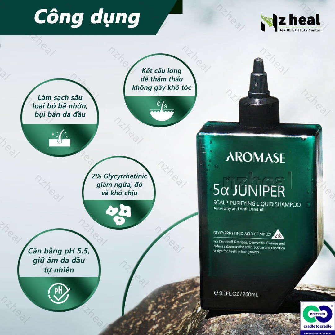 Dầu gội lỏng sạch sâu da đầu Aromase 5α Juniper Scalp Purifying Liquid Shampoo 80ml