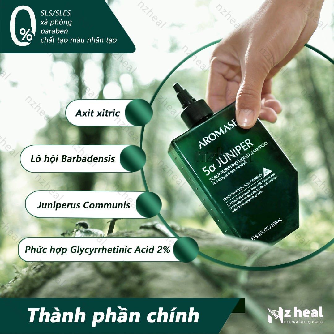 Dầu gội lỏng sạch sâu da đầu Aromase 5α Juniper Scalp Purifying Liquid Shampoo 80ml