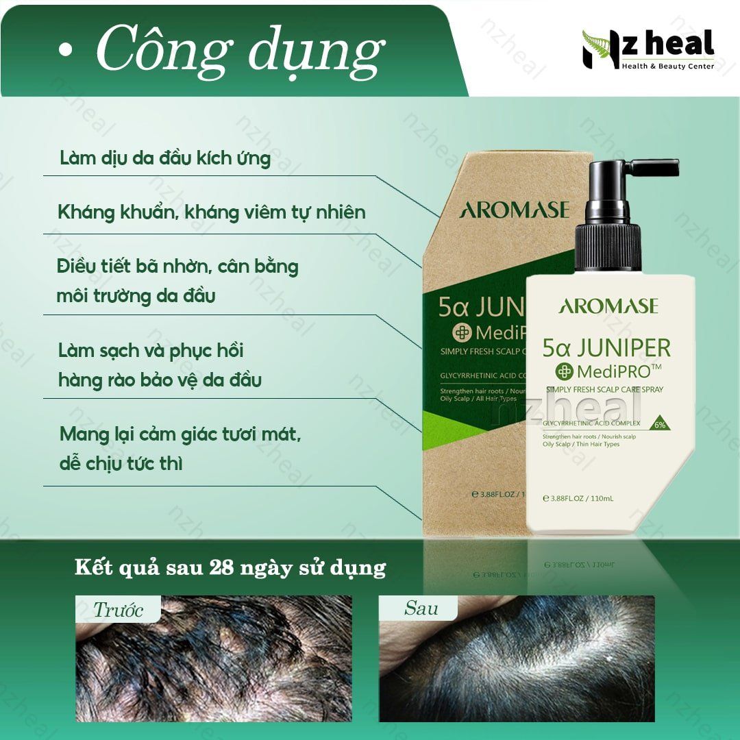 Xịt dưỡng và làm dịu da đầu Aromase 5α Juniper MediPRO Simply Fresh Spray 110ml