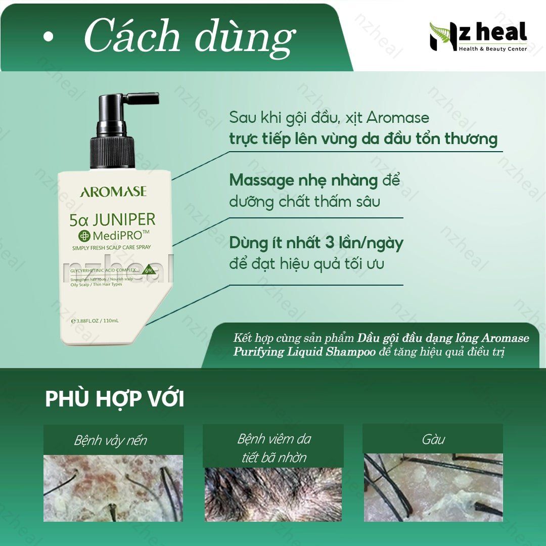 Xịt dưỡng và làm dịu da đầu Aromase 5α Juniper MediPRO Simply Fresh Spray 110ml