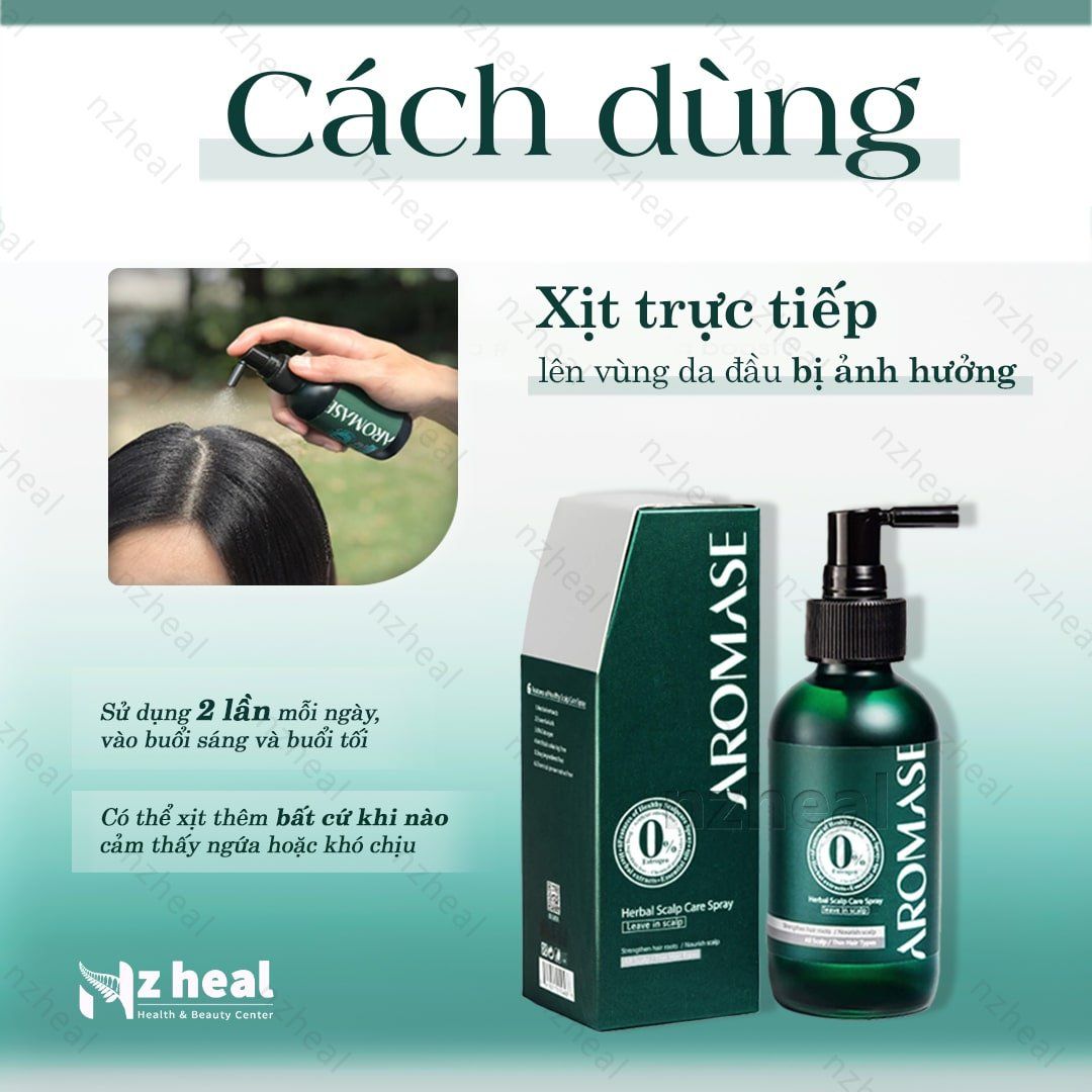 Xịt dưỡng và cấp ẩm cho da đầu khô Aromase Herbal Scalp Care Spray 40ml