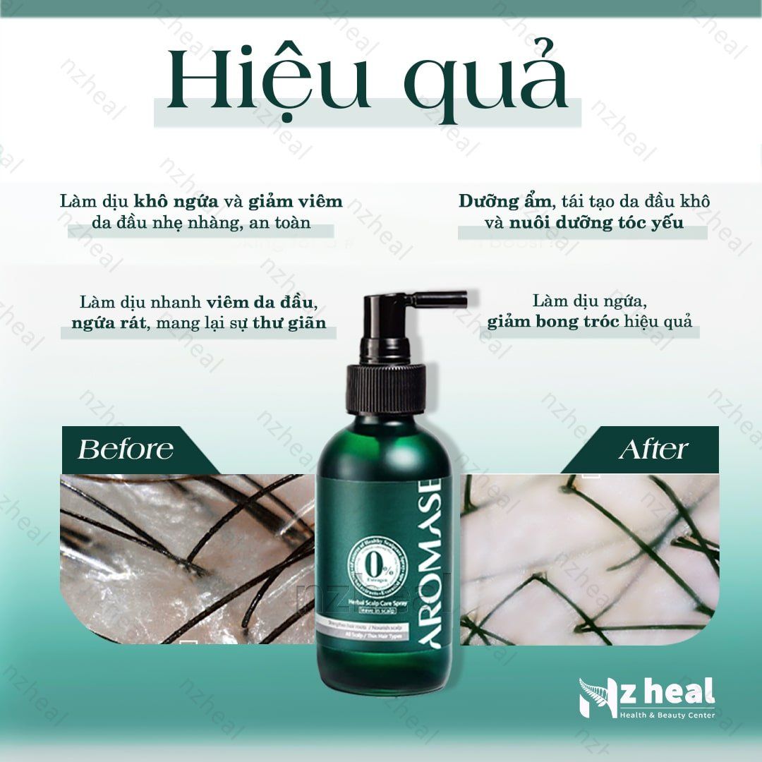 Xịt dưỡng và cấp ẩm cho da đầu khô Aromase Herbal Scalp Care Spray 40ml