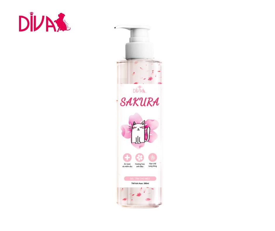 Sữa Tắm Collagen Anh Đào DIVA Sakura Dành Cho Mèo