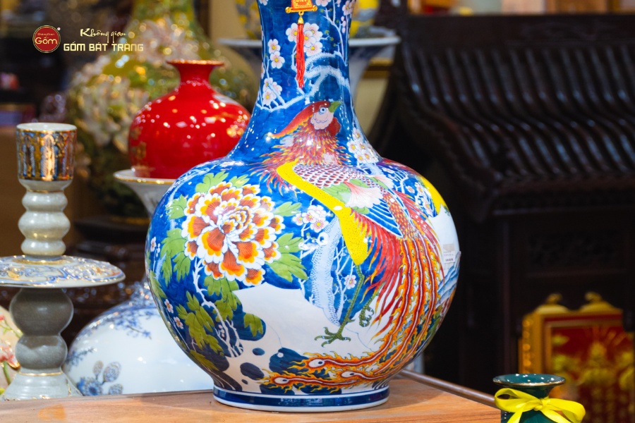 Bình Hoa Dáng Tỏi Chim Trĩ Phù Dung