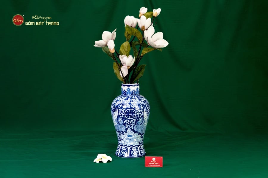 Bình Hoa Men Lam Song Phụng Ngàn Hoa Phú Quý