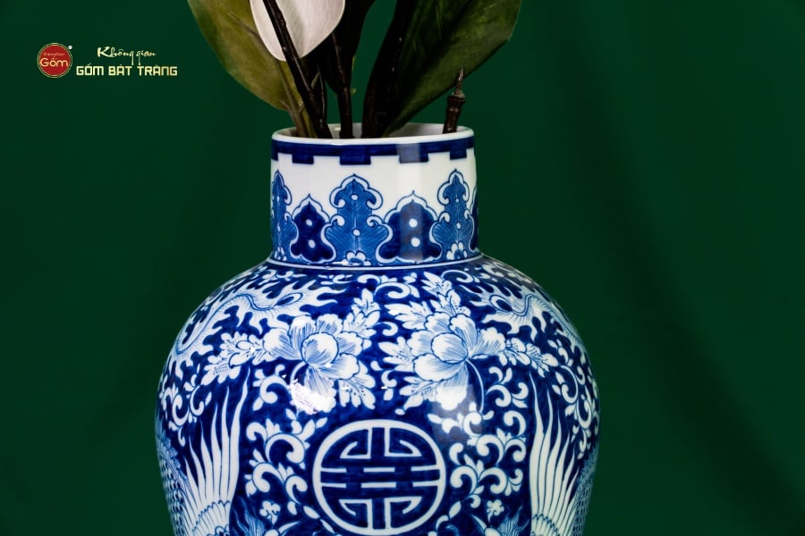 Bình Hoa Men Lam Song Phụng Ngàn Hoa Phú Quý