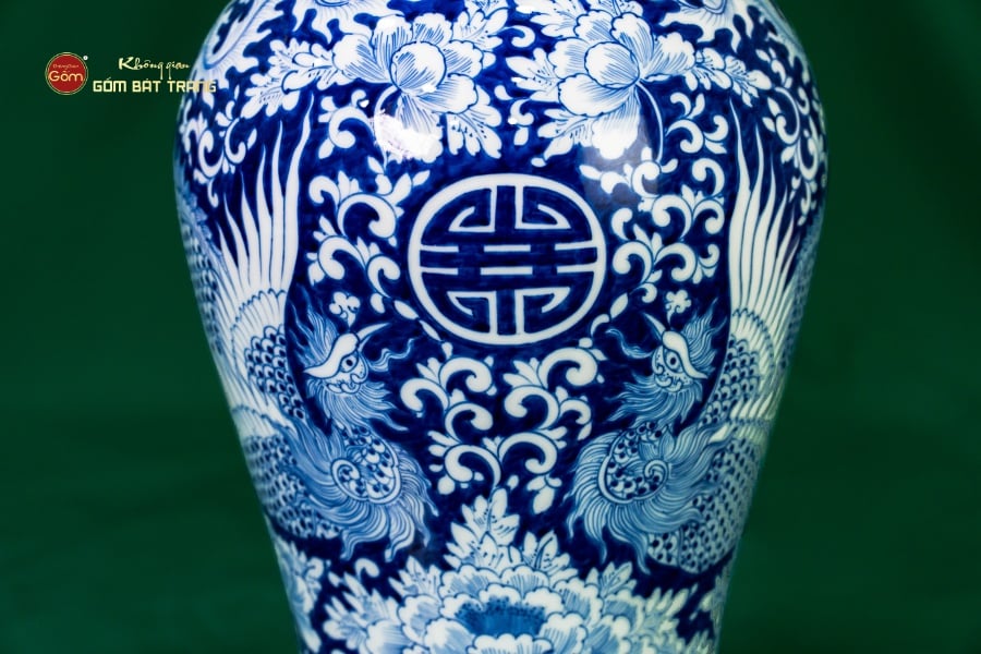 Bình Hoa Men Lam Song Phụng Ngàn Hoa Phú Quý