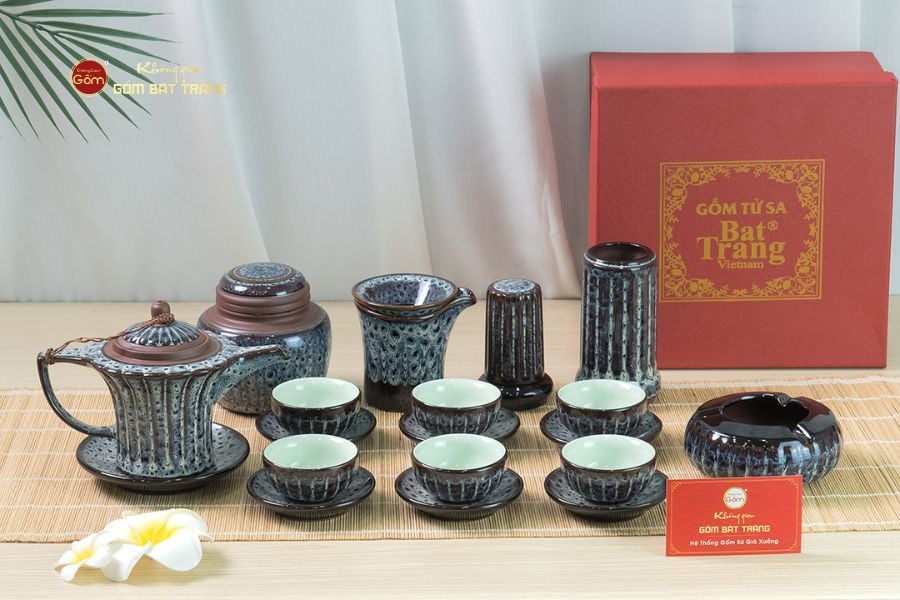 Bộ Ấm Chén Ấm Cao Múi Hoa