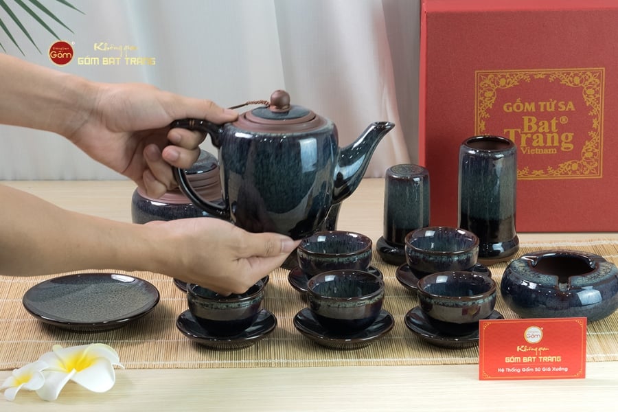 Bộ Ấm Chén Đại Hỏa Biến Men Nâu