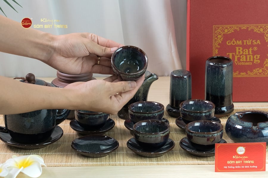 Bộ Ấm Chén Đại Hỏa Biến Men Nâu