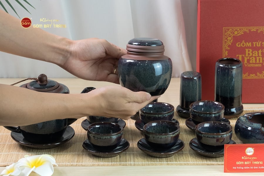 Bộ Ấm Chén Đại Hỏa Biến Men Nâu