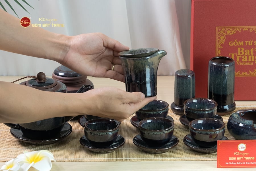 Bộ Ấm Chén Đại Hỏa Biến Men Nâu