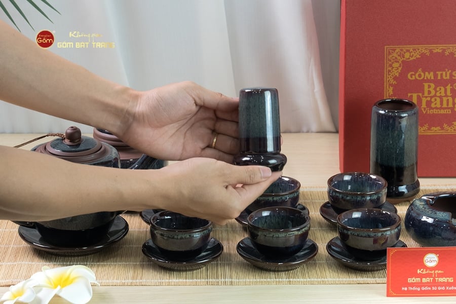 Bộ Ấm Chén Đại Hỏa Biến Men Nâu