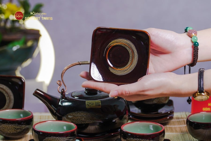 Bộ Ấm Chén Giang Tây Men Hỏa Biến Cá Koi
